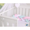 Baby crib Knot bumper- white-pink-mint