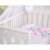 Baby crib Knot bumper- white-pink-mint