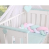 Baby crib Knot bumper- white-pink-mint