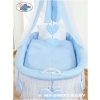 Wicker Crib on Wheels with drapes - Amelie blue