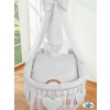 Baby Moses Basket on Wheels / Wicker drape crib- Amelie gray