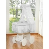 Baby Moses Basket on Wheels / Wicker crib drapes- Amelie grey