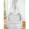 Baby Moses Basket on Wheels / Wicker crib drapes- Amelie grey