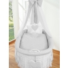 Baby Moses Basket on Wheels / Wicker crib drapes- Amelie grey