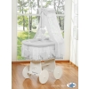 Baby Moses Basket on Wheels / Wicker crib drapes- Amelie grey