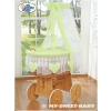 Baby Wicker Crib on Wheels with Drapes  Amelie green
