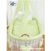 Baby Wicker Crib on Wheels with Drapes  Amelie green