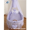 Wicker Crib with drapes - Amelie lilac