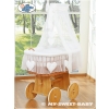 Wicker Crib with Drapes Amelie white Wheels