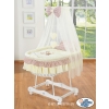 Baby Moses Basket on Wheels / Wicker drape crib- Bear with bow brown