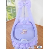 Baby Moses Basket on Wheels / Wicker drape crib- Bear with bow lilac