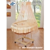 Baby Moses Basket on Wheels / Wicker drape crib- Bear with bow peach