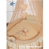 Baby Moses Basket on Wheels / Wicker drape crib- Bear with bow peach