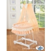 Baby Moses Basket on Wheels / Wicker drape crib- Bear with bow peach