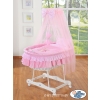 Baby Moses Basket on Wheels / Wicker drape crib- Bear with bow pink