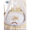 Baby Moses Basket on Wheels / Wicker drape crib- Bear with bow white