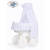 Baby Moses Basket on Wheels / Wicker drape crib Charlotte White Embroidered Bedding Set no 70202White Bedding Set