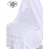 Baby Moses Basket on Wheels / Wicker drape crib Charlotte White Embroidered Bedding Set no 70202White Bedding Set