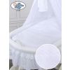 Baby Moses Basket on Wheels / Wicker drape crib Charlotte White Embroidered Bedding Set no 70202White Bedding Set