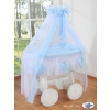 Baby Moses Basket on Wheels / Wicker drape crib Deluxe- Amelie blue