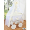 Baby Moses Basket on Wheels / Wicker drape crib Deluxe- Amelie cream