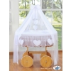 Baby Moses Basket on Wheels / Wicker drape crib Deluxe- Amelie white