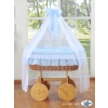 Baby Moses Basket on Wheels / Wicker drape crib Deluxe- Bellamy blue