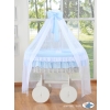 Baby Moses Basket on Wheels / Wicker drape crib Deluxe- Bellamy blue