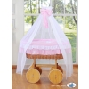 Baby Moses Basket on Wheels / Wicker drape crib Deluxe- Bellamy pink