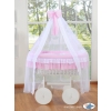 Baby Moses Basket on Wheels / Wicker drape crib Deluxe- Bellamy pink