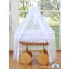 Baby Moses Basket on Wheels / Wicker drape crib Deluxe- Little Angel white
