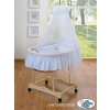 Baby Moses Basket on Wheels / Wicker drape crib- Donkey Luca blue