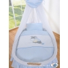 Baby Moses Basket on Wheels / Wicker drape crib- Donkey Luca blue