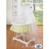 Baby Moses Basket on Wheels / Wicker drape crib- Donkey Luca green