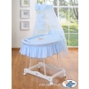 Baby Moses Basket on Wheels / Wicker drape crib- Good night blue
