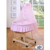 Baby Moses Basket on Wheels / Wicker drape crib- Good night pink