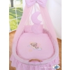 Baby Moses Basket on Wheels / Wicker drape crib- Good night pink