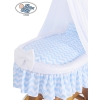 Baby Moses Basket on Wheels / Wicker drape crib Hannah - White cover with blue chevron