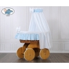 Baby Moses Basket on Wheels / Wicker drape crib Hannah - White cover with blue chevron