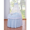 Baby Moses Basket on Wheels / Wicker drape crib- Little Prince/Princess blue
