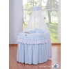 Baby Moses Basket on Wheels / Wicker drape crib- Little Prince/Princess blue