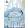 Baby Moses Basket on Wheels / Wicker drape crib- Little Prince/Princess blue