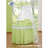 Baby Moses Basket on Wheels / Wicker drape crib- Little Prince/Princess green