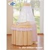 Baby Moses Basket on Wheels / Wicker drape crib- Little Prince/Princess peach