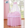 Baby Moses Basket on Wheels / Wicker drape crib- Little Prince/Princess pink