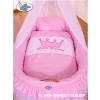 Baby Moses Basket on Wheels / Wicker drape crib- Little Prince/Princess pink