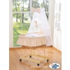 Baby Moses Basket on Wheels / Wicker drape crib- Owls beige
