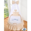Baby Moses Basket on Wheels / Wicker drape crib- Owls beige
