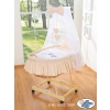 Baby Moses Basket on Wheels / Wicker drape crib- Owls beige