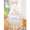 Baby Moses Basket on Wheels / Wicker drape crib- Owls beige